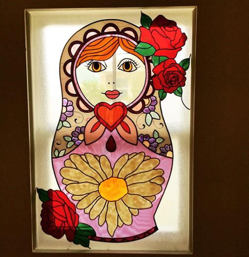Matryoshka Doll Design for Bathroom Window