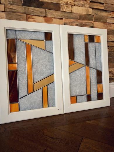 Contemporary Stained Glass Cabinet Glass