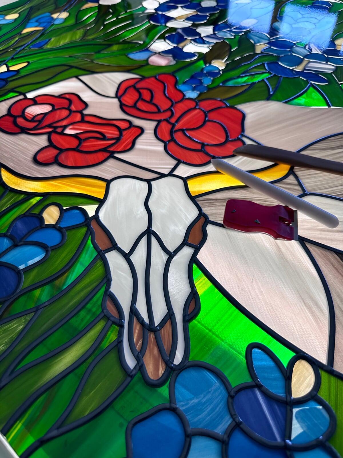 Stained glass skull