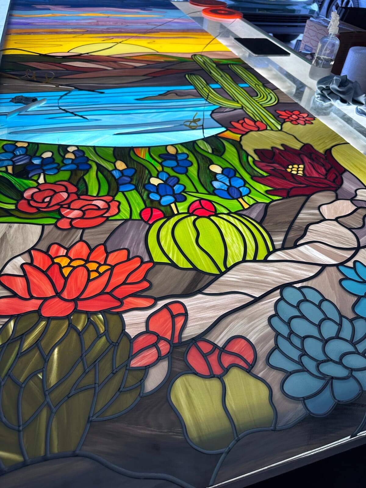 Alexandra Huggins with work at Winter Garden Baptist Church