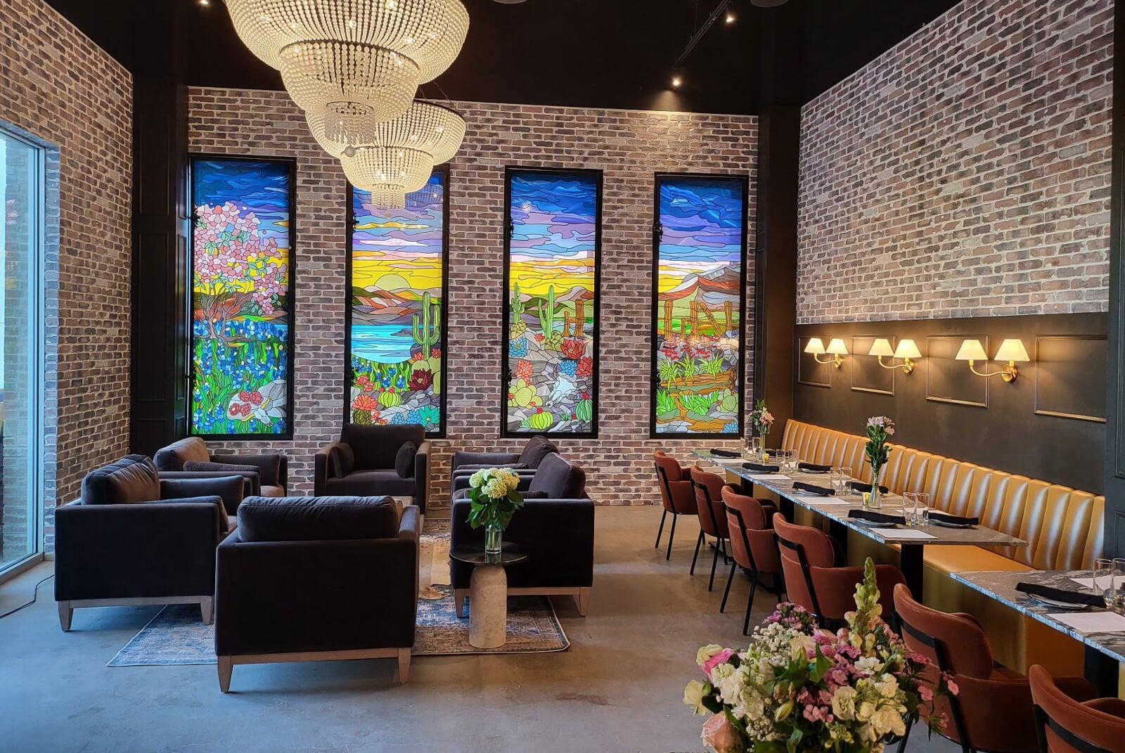 Pistil Lounge sunset stained glass