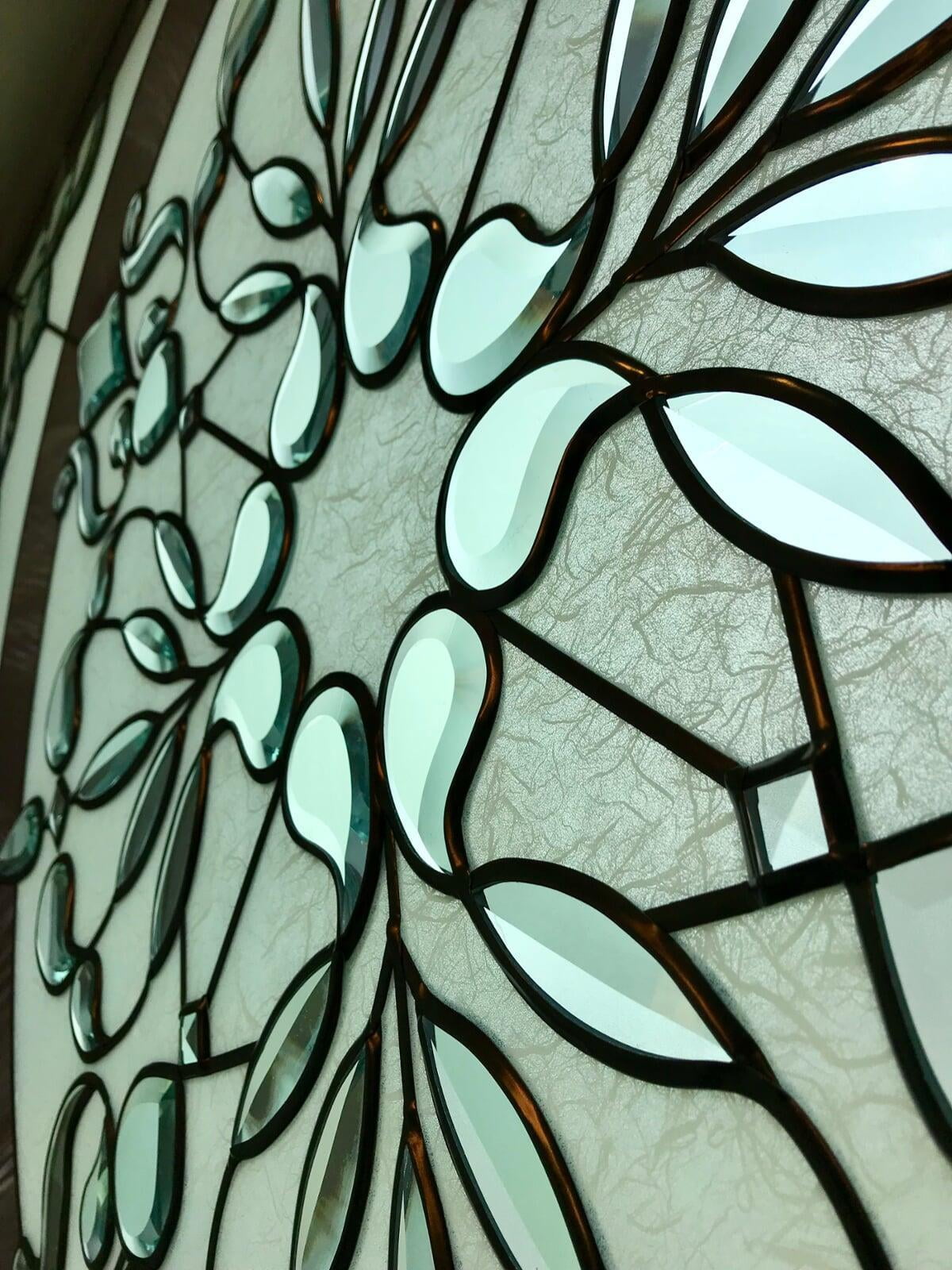 Stained glass rose bathroom window