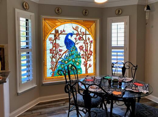 Stunning Peacock kitchen nook window