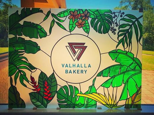 Bright, Floral Valhalla Bakery Sign