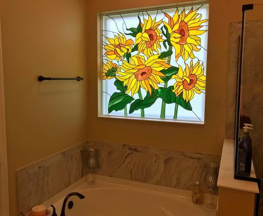 Bright Sunflower Bathroom Window
