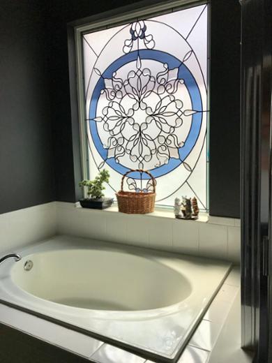Rose Design Bathroom Window