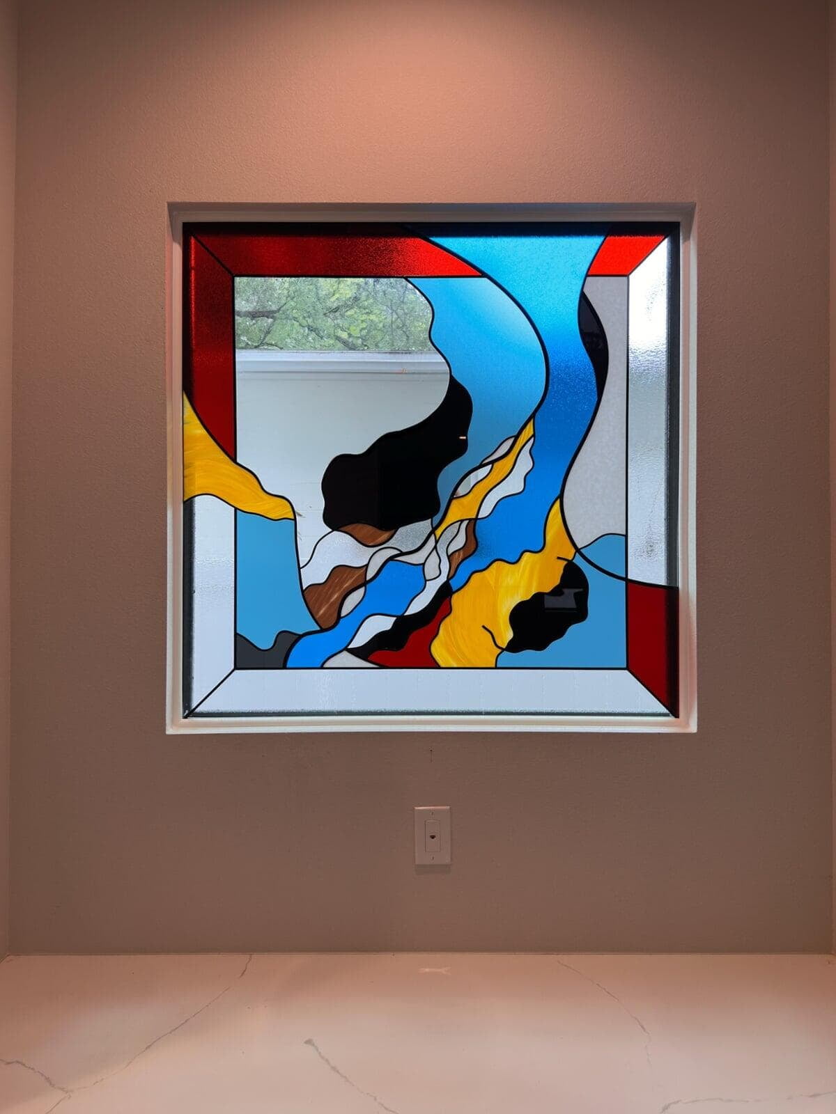 Modern Stained Glass Kitchen Window