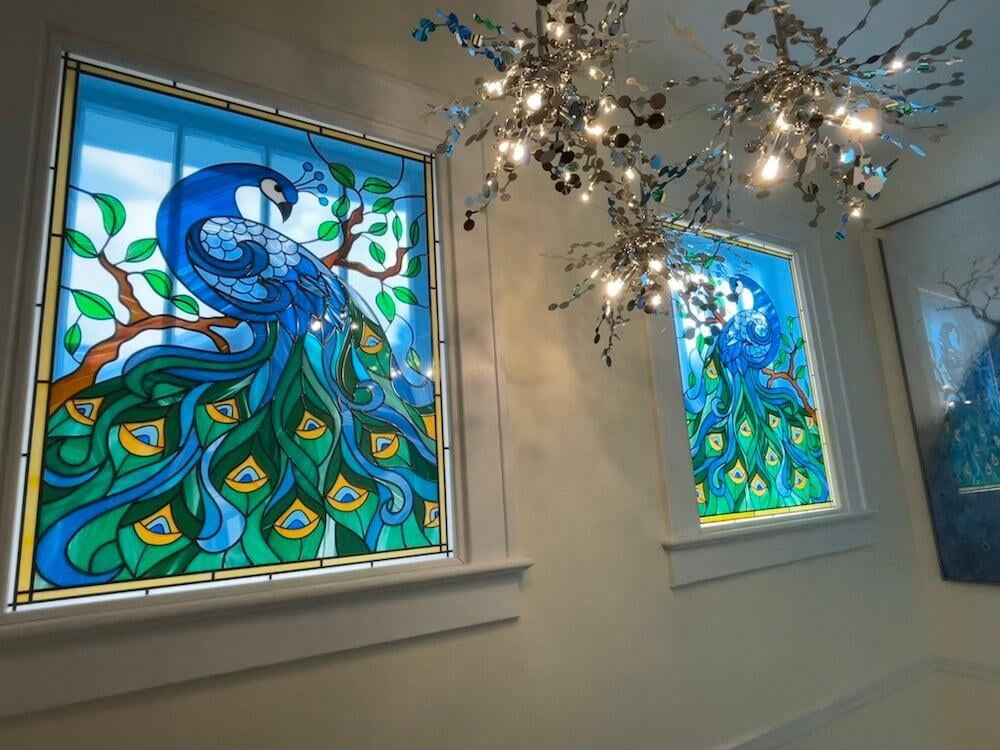 Peacock design for stairwell