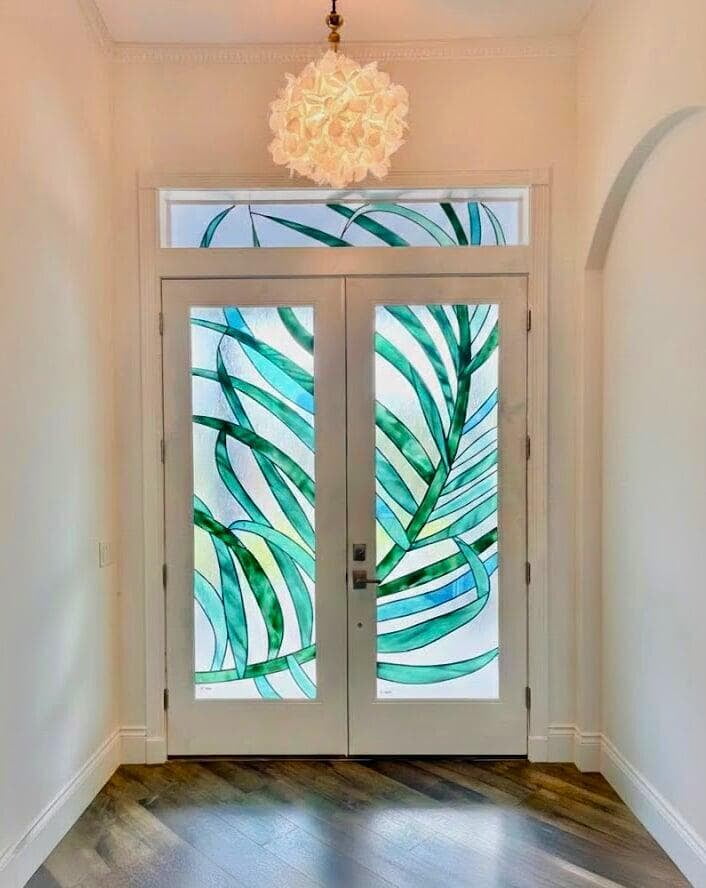 Stained Glass Front Doors and Transom